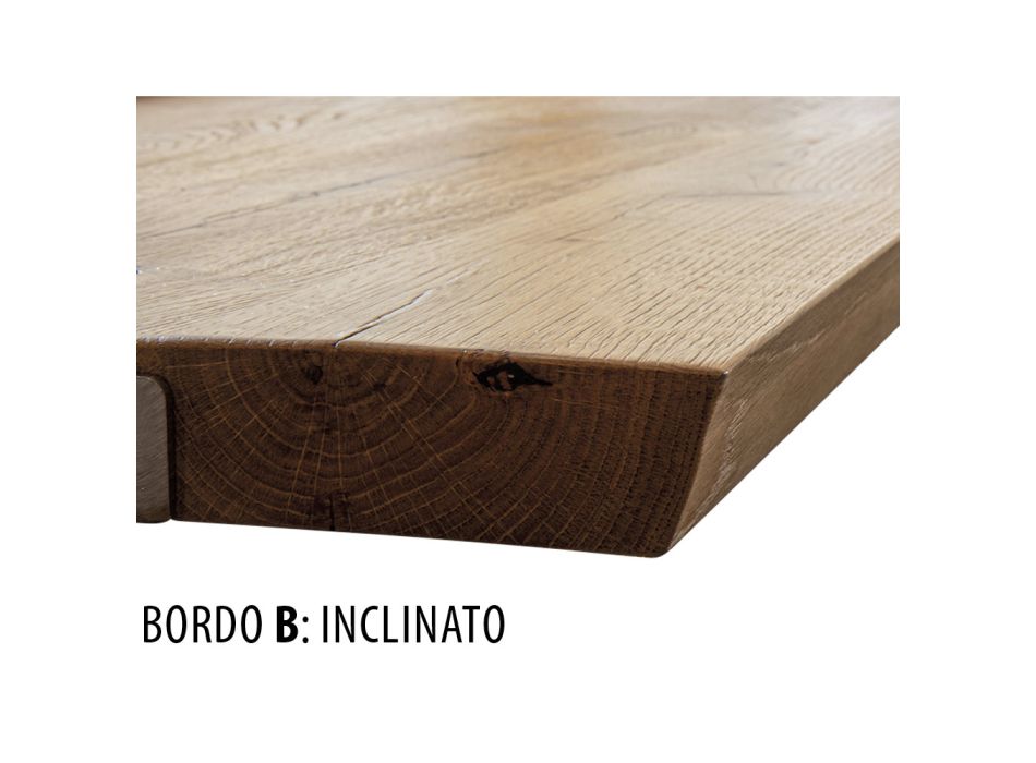 Tisch aus geknoteter Masellato-Eiche und Metallbeinen Made in Italy - Vicente Viadurini