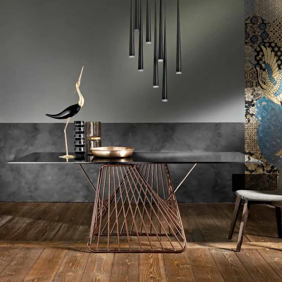 Tisch aus gehärtetem Glas in modernem Design, hergestellt in Italien, Mitia Viadurini