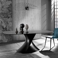 Tisch mit modernem Design aus gehärtetem Glas, hergestellt in Italien, Clark