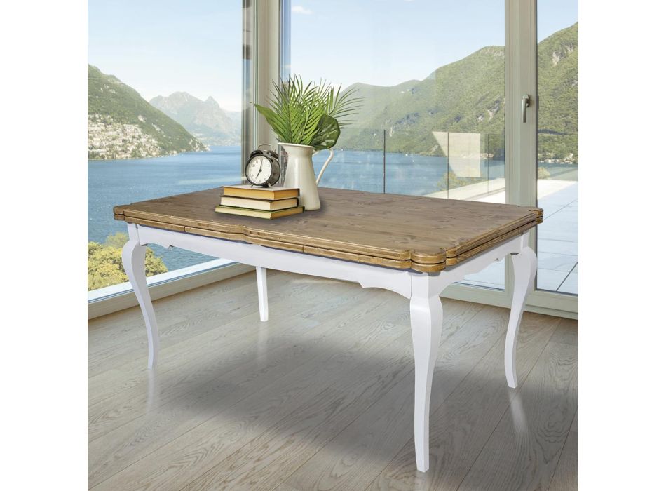 Ausziehbarer Indoor-Tisch aus Tanne mit geformten Ecken Made in Italy - Faramir Viadurini