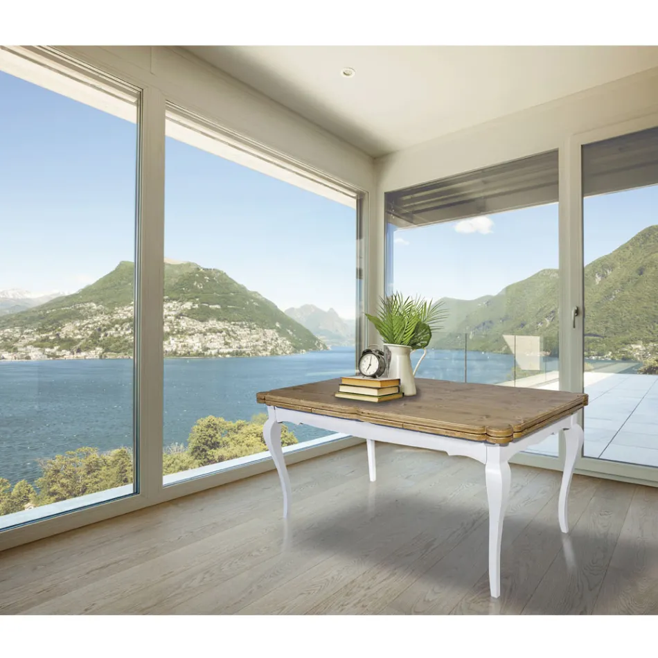 Ausziehbarer Indoor-Tisch aus Tanne mit geformten Ecken Made in Italy - Faramir Viadurini