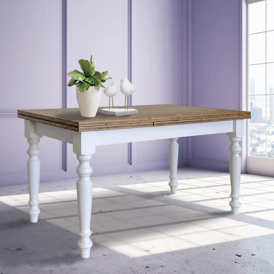 Ausziehbarer Wohnzimmertisch aus nordischer Tanne Made in Italy - Benidorm Viadurini