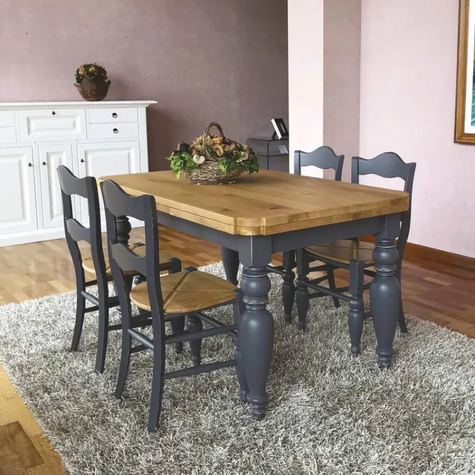 Ausziehbarer Wohnzimmertisch aus Eiche mit geformten Ecken Made in Italy - Rafael Viadurini