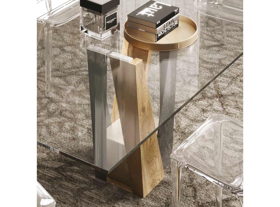 Living Crystal Table mit Holz- und Metallbasis Made in Italy - Dementor Viadurini
