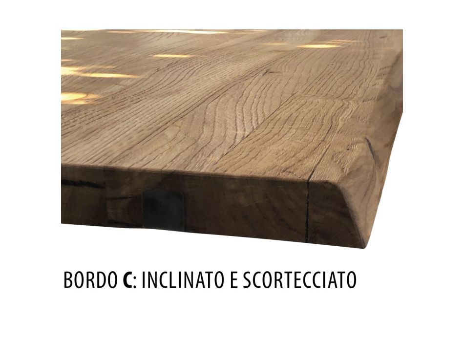 Wohnzimmertisch aus massiver Eiche mit Metallgestell oben Made in Italy - Cedric Viadurini