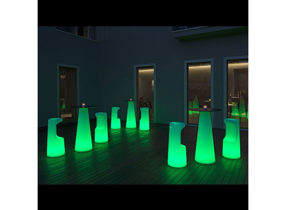 Hoher Leuchttisch für den Außenbereich mit LED aus HPL und Polyethylen, hergestellt in Italien – Forlina Viadurini