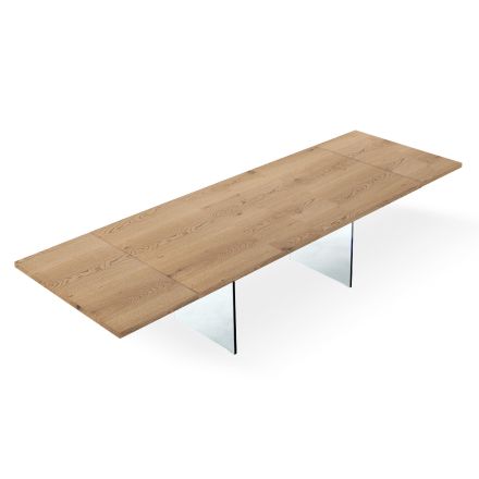 Moderner ausziehbarer Tisch auf 300 cm aus Laminat und Glas, hergestellt in Italien – Tear Viadurini