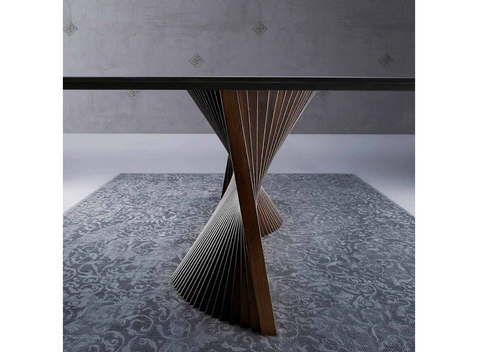 Moderner Tisch mit Steinzeugplatte in Marmoroptik, hergestellt in Italien, Adrano Viadurini