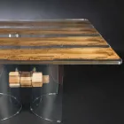 Moderne in venezianischem Glas und Briccola Holztisch Viadurini