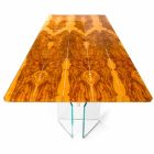 Moderne Olivenholz Tisch und rechteckigen Glas Portofino Viadurini