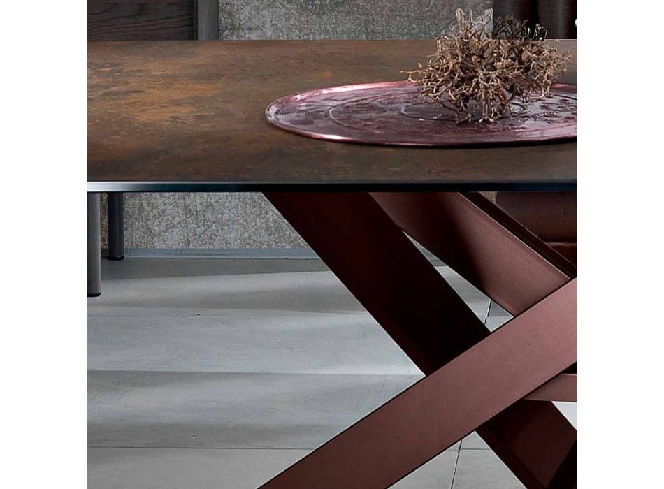 Moderner Tisch aus Glaskeramik und Metall, hergestellt in Italien, Dionigi Viadurini