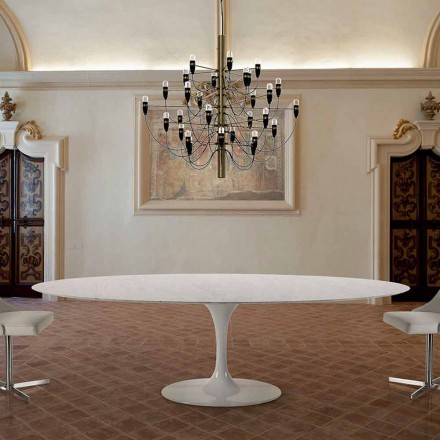 Moderner ovaler Tisch aus Carrara-Marmor oder schwarzem Marquinia Made in Italy - Dollars Viadurini