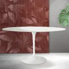 Ovaler Tulpentisch von Saarinen, Höhe 74 cm, in mattweißer Florim-Keramik – Scharlachrot Viadurini