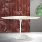 Ovaler Tulpentisch von Saarinen, Höhe 74 cm, in Florim Calacatta Gold Mattkeramik – Scharlachrot Viadurini