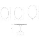 Ovaler Tulip Saarinen Tisch H 74 cm aus Florim Statuario Lucido Keramik – Scharlachrot Viadurini