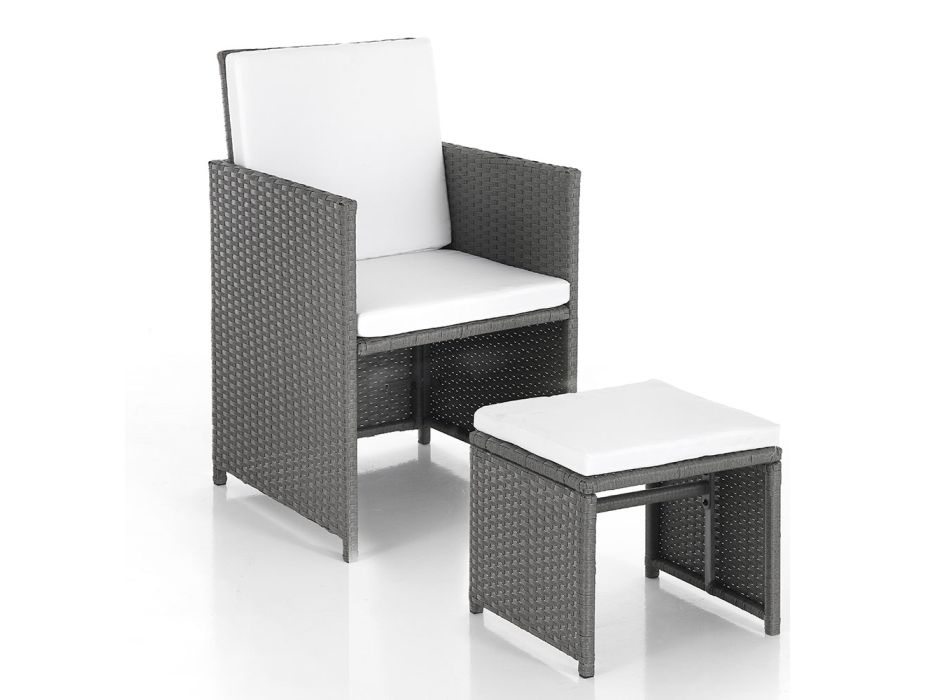 Innen- und Außentisch mit 6 Stühlen mit verstellbarer Rückenlehne und 4 Hockern – Venir Viadurini