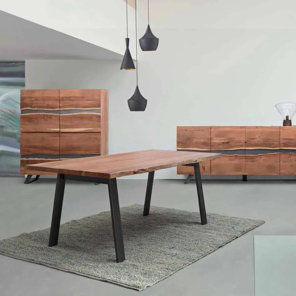 Design Esstisch aus Holz und Stahl Homemotion - Cannes Viadurini