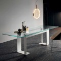 Tischplatte aus extra klarem Glas und Metallbeinen, Qualität Made in Italy - Speck