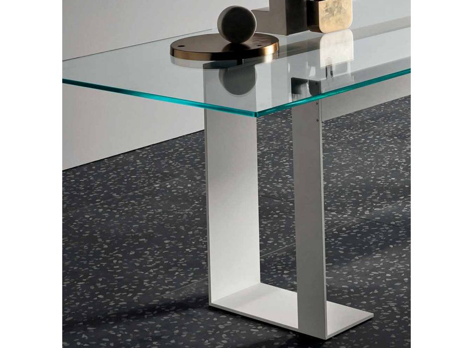 Tischplatte aus extra klarem Glas und Metallbeinen 3 Ausführungen 4 Größen - Speck Viadurini