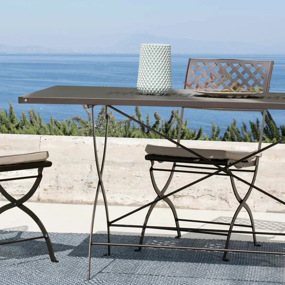 Outdoor-Klapptisch aus verzinktem Stahl Made in Italy - Selvaggia Viadurini