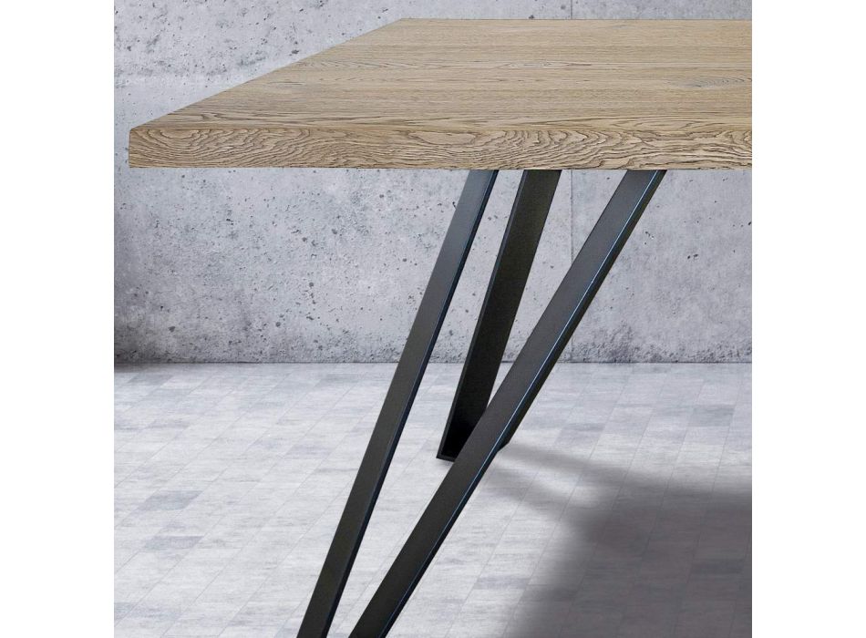 Plated Table aus geknoteter Masellato-Eiche und Metall Made in Italy - Luanda Viadurini
