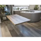 Tisch aus massiver Eiche und Kristallsockel Made in Italy - Noelia Viadurini