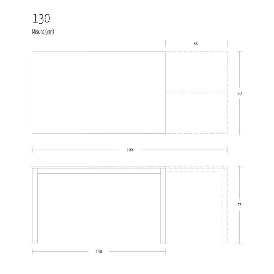Ausziehbarer Esstisch 190 cm Metall und Holz Made in Italy - Euklidisch Viadurini