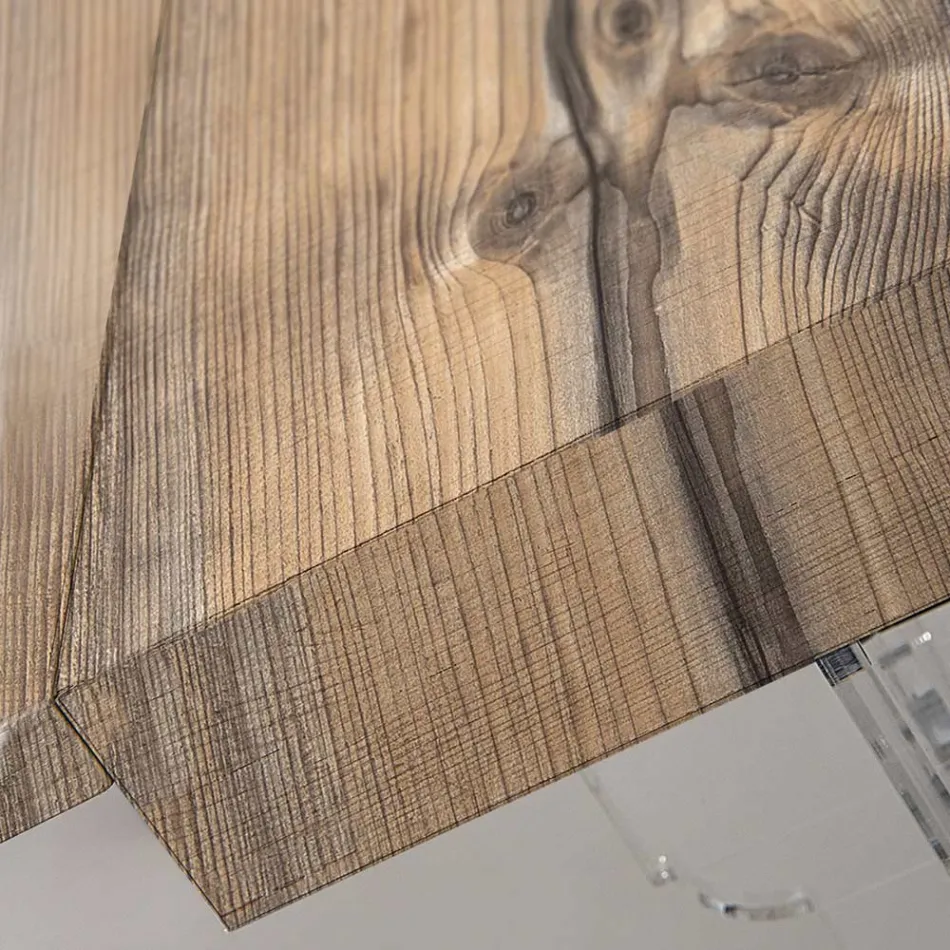 Ausziehbarer Esstisch bis 255 cm aus Plexiglas und Holz Made in Italy - Francoise Viadurini