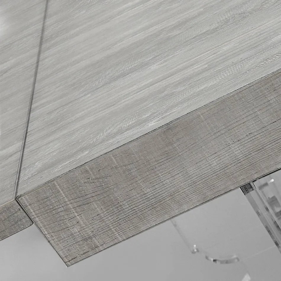 Ausziehbarer Esstisch bis 255 cm aus Plexiglas und Holz Made in Italy - Francoise Viadurini