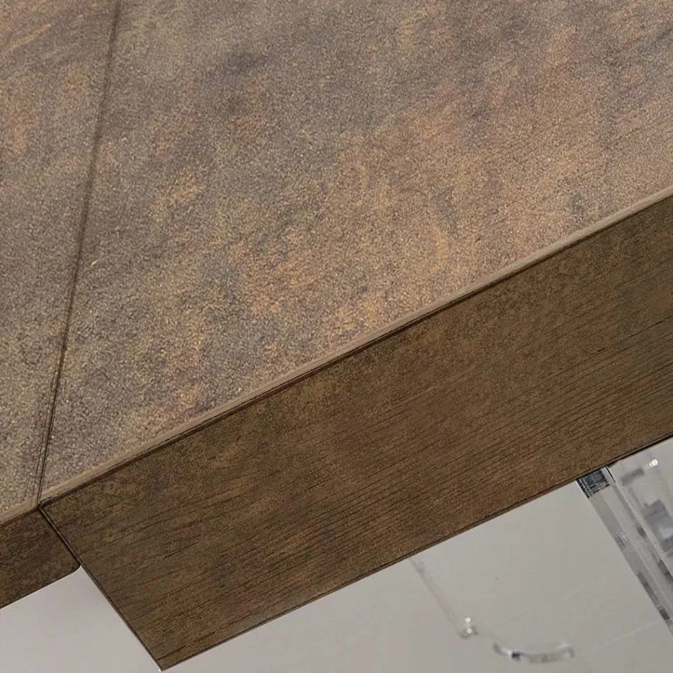 Ausziehbarer Esstisch bis 255 cm aus Plexiglas und Holz Made in Italy - Francoise Viadurini