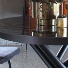 Ausziehbarer runder Esstisch bis 165 cm in Stahl und Keramik - Juni Viadurini