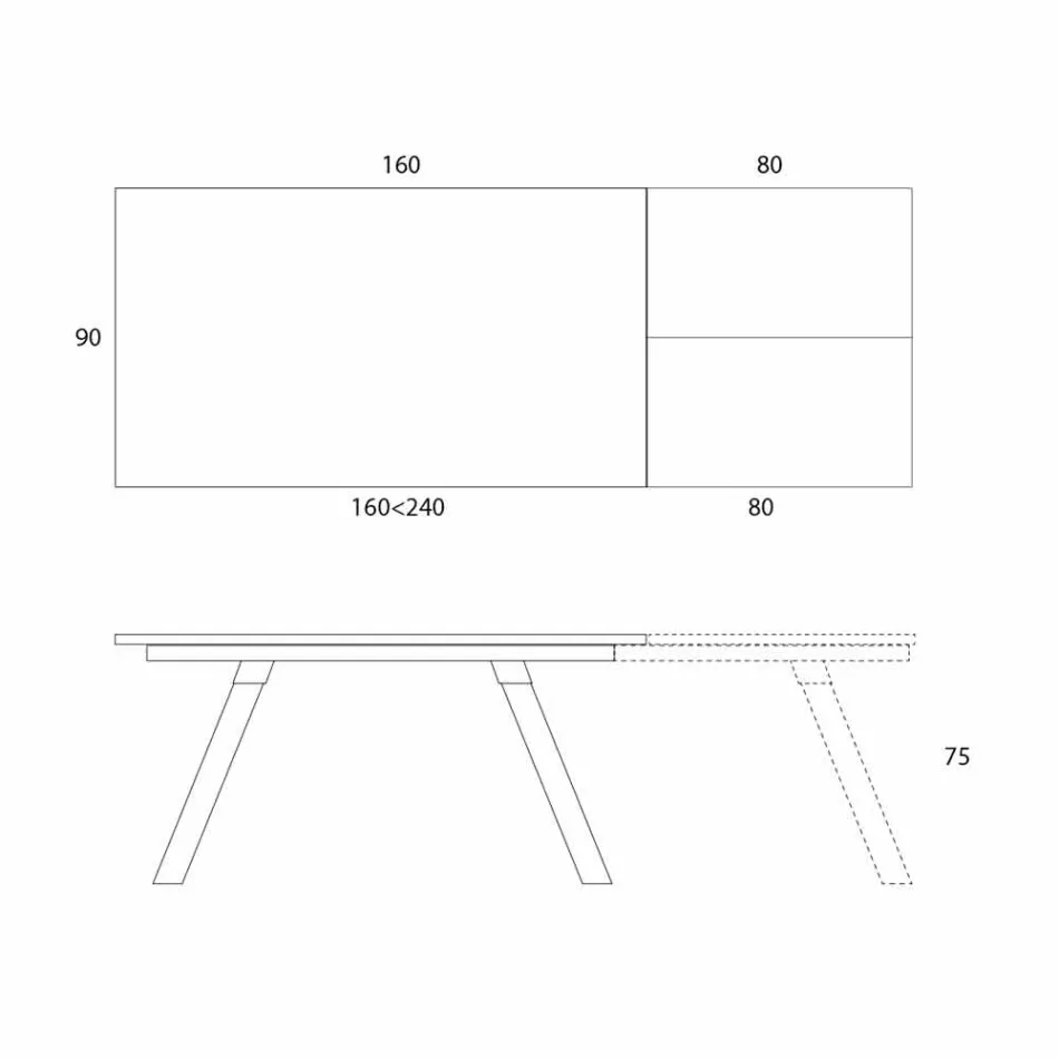 Ausziehbarer Esstisch Keramikplatte bis zu 2,8 m Made in Italy - Paoluccio Viadurini