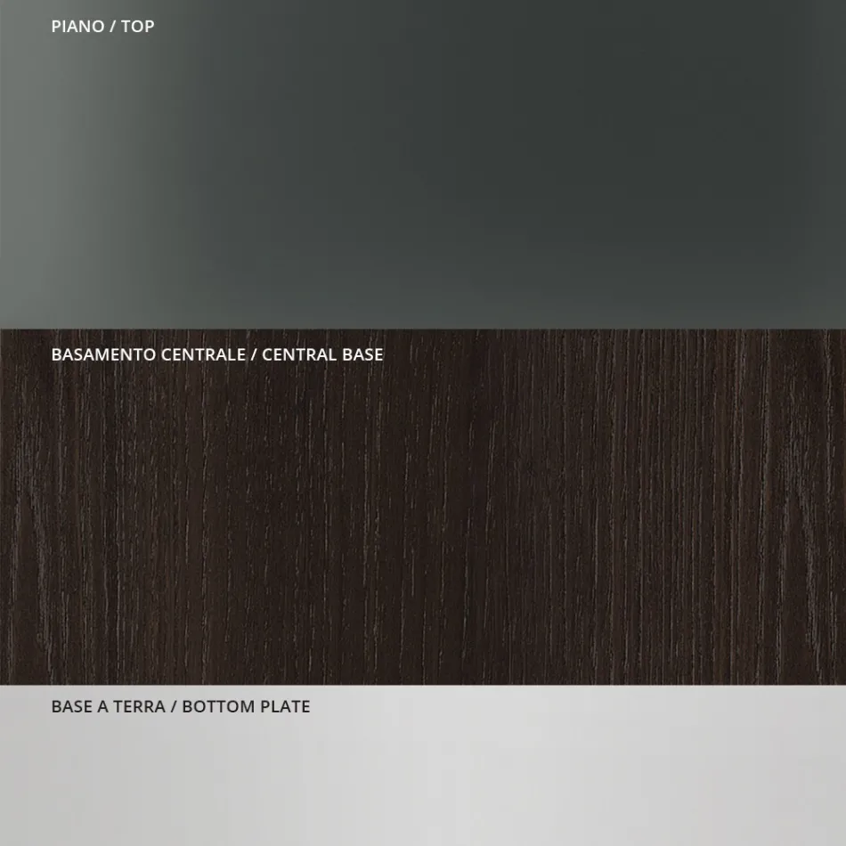 Esstisch mit quadratischer Glasplatte und Holzsockel Made in Italy - Kuadro Viadurini