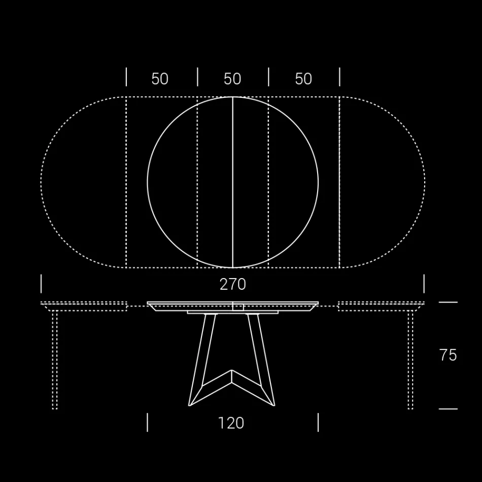 Runder Esstisch ausziehbar auf 270 cm aus Keramik Made in Italy - Muschio Viadurini