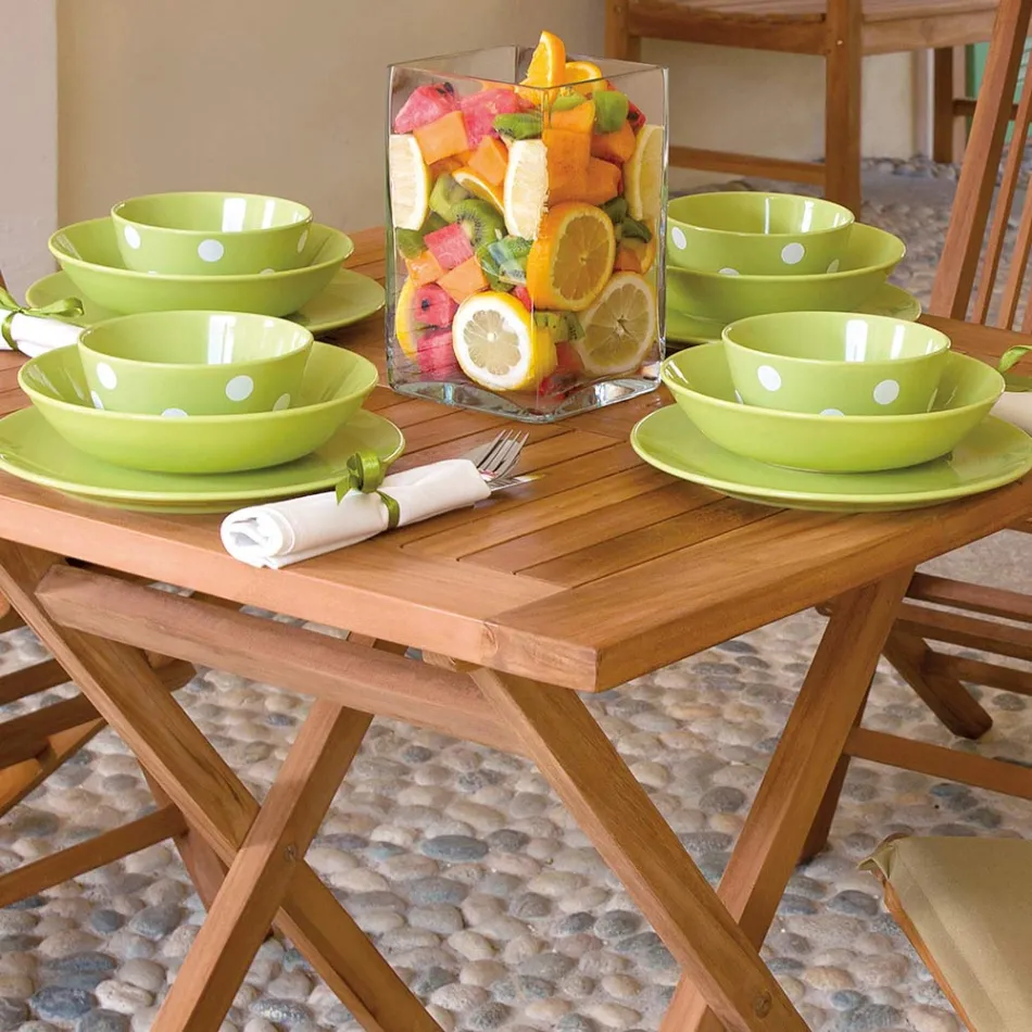 Quadratischer Gartentisch 80x80 cm aus Teakholz - Amico Viadurini