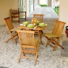 Quadratischer Gartentisch 80x80 cm aus Teakholz - Amico Viadurini