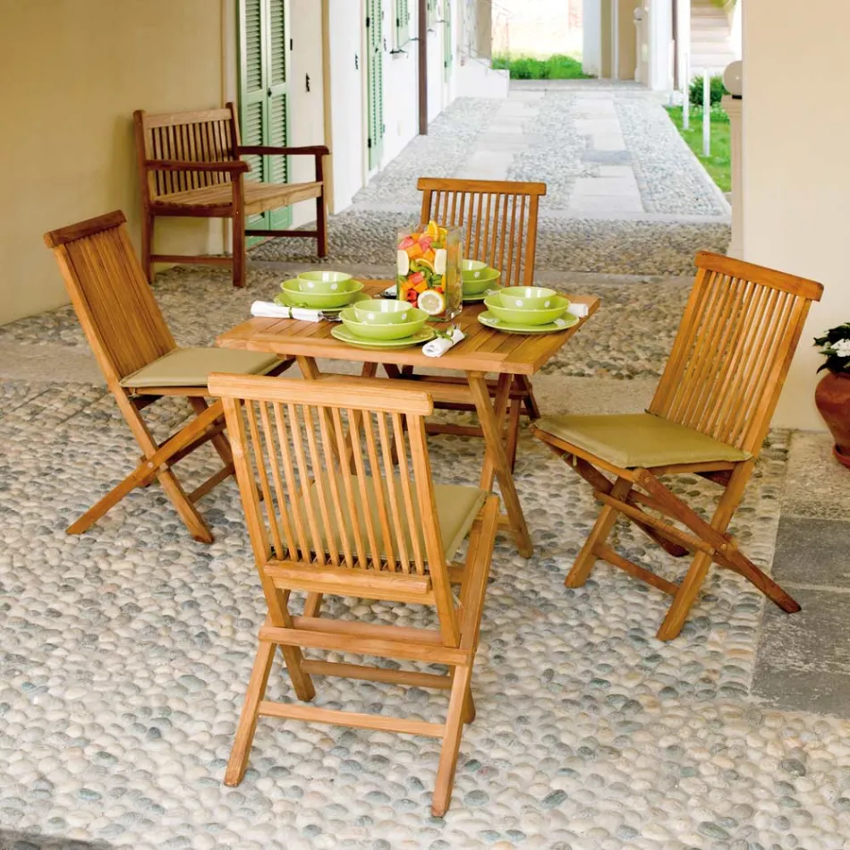 Quadratischer Gartentisch 80x80 cm aus Teakholz - Amico Viadurini