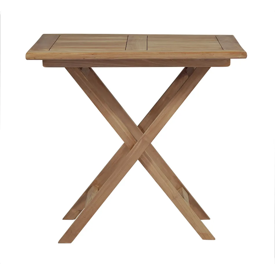 Quadratischer Gartentisch 80x80 cm aus Teakholz - Amico Viadurini