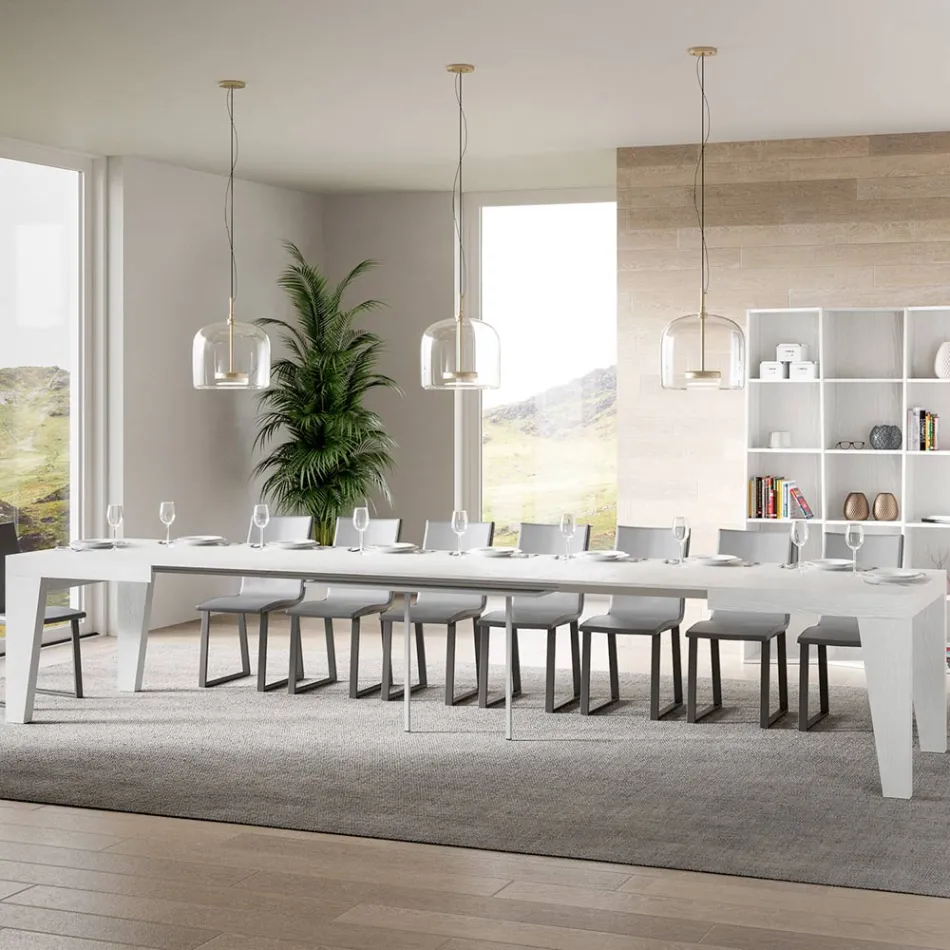 Quadratischer Tisch, ausziehbar auf 440 cm, aus Holz, hergestellt in Italien – Blume Viadurini