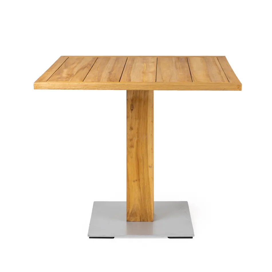 Quadratischer Gartentisch aus Teak und Metall - Marie Viadurini