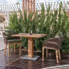 Quadratischer Gartentisch aus Teak und Metall - Marie Viadurini