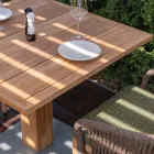 Quadratischer Gartentisch aus Teak und Metall - Marie Viadurini