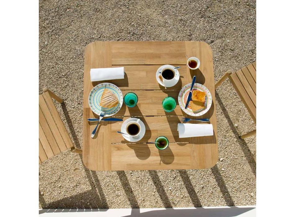Quadratischer Gartentisch aus Teakholz Made in Italy - Liberato Viadurini