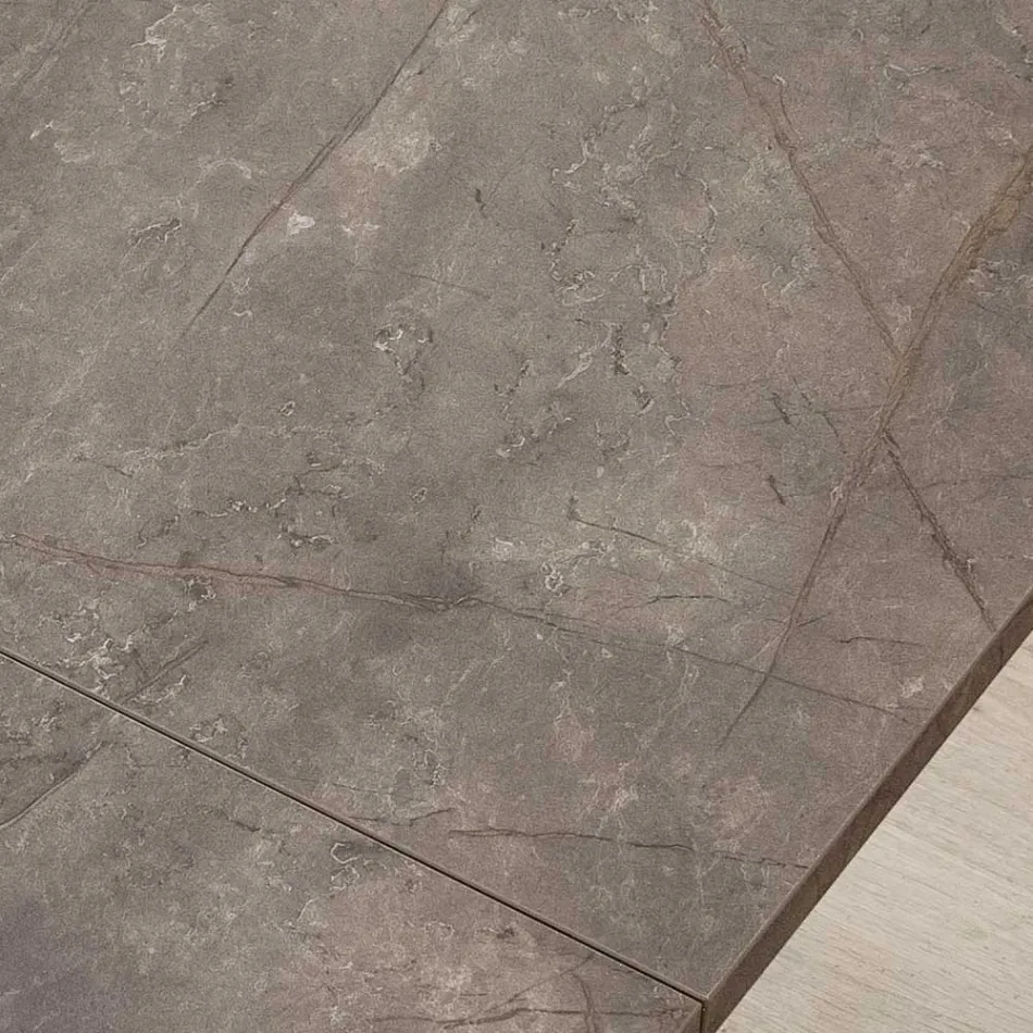 Ausziehbarer rechteckiger Tisch auf 240 oder 280 cm aus HPL und Metall - Geschenk Viadurini