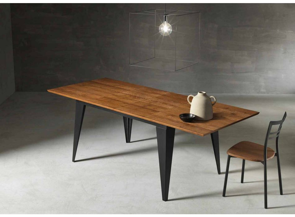 Rechteckiger ausziehbarer Tisch bis 2,2 m Holzplatte Made in Italy - Alicia Viadurini