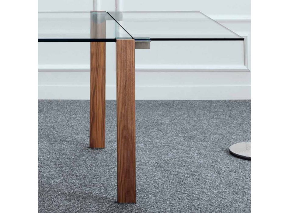 Ausziehbarer rechteckiger Tisch aus transparentem Glas Made in Italy - Sopot