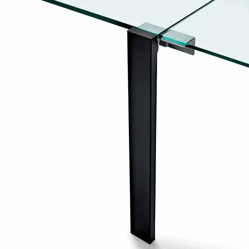 Ausziehbarer rechteckiger Tisch aus transparentem Glas Made in Italy - Sopot Viadurini
