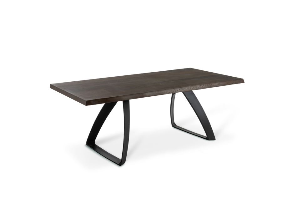 Rechteckiger Tisch mit Eichenfurnierplatte und Aluminiumgestell – Logan Viadurini