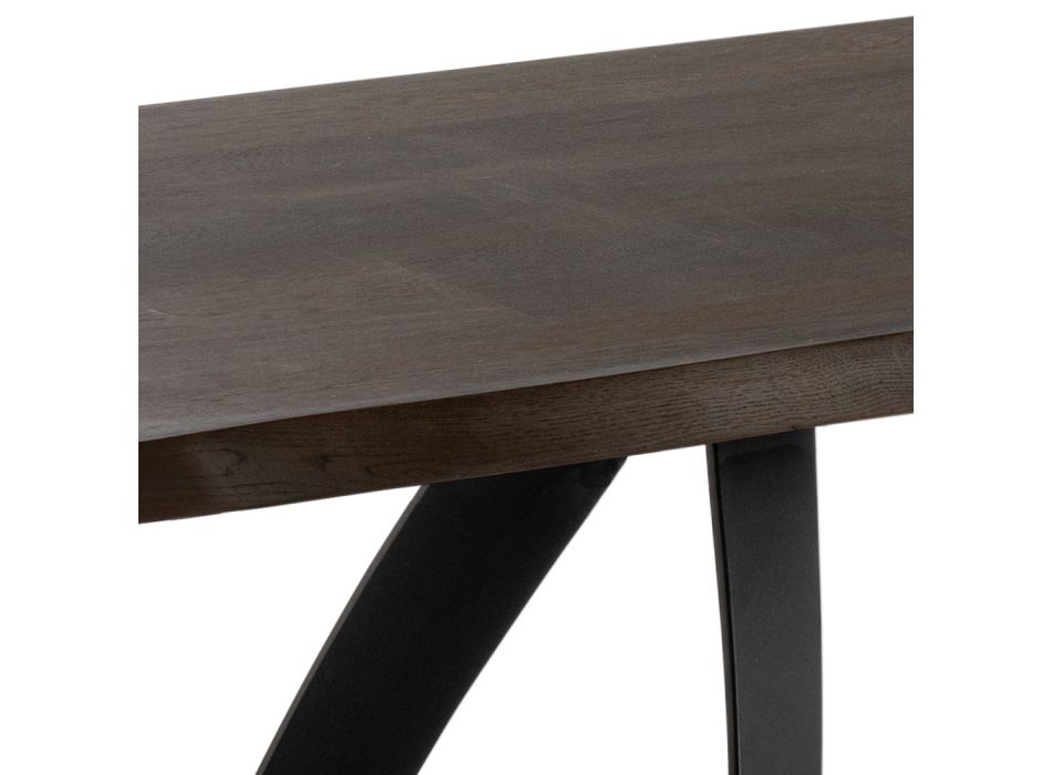 Rechteckiger Tisch mit Eichenfurnierplatte und Aluminiumgestell – Logan Viadurini