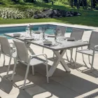 Rechteckiger Gartentisch aus Aluminium und grauem Kunstharz - Nuvia Viadurini